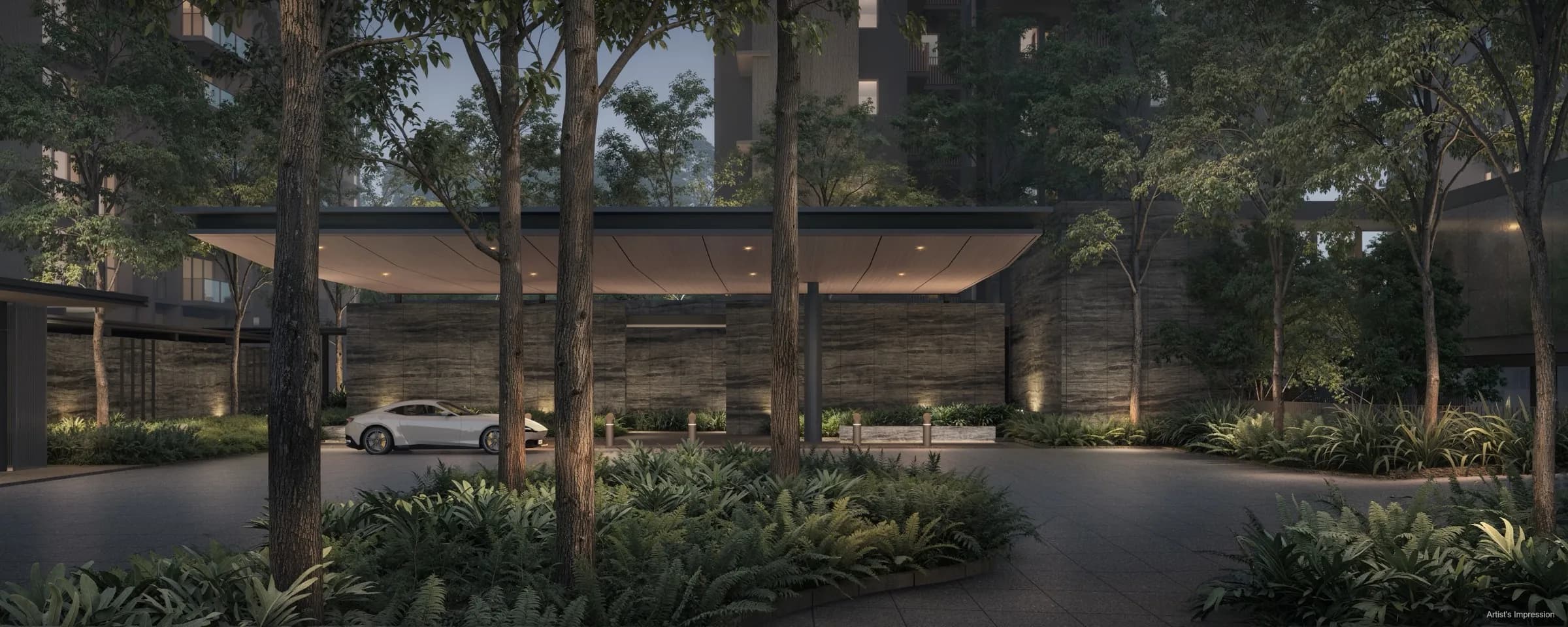 Artist's impression of the grand arrival at Dunearn House, Bukit Timah Turf City